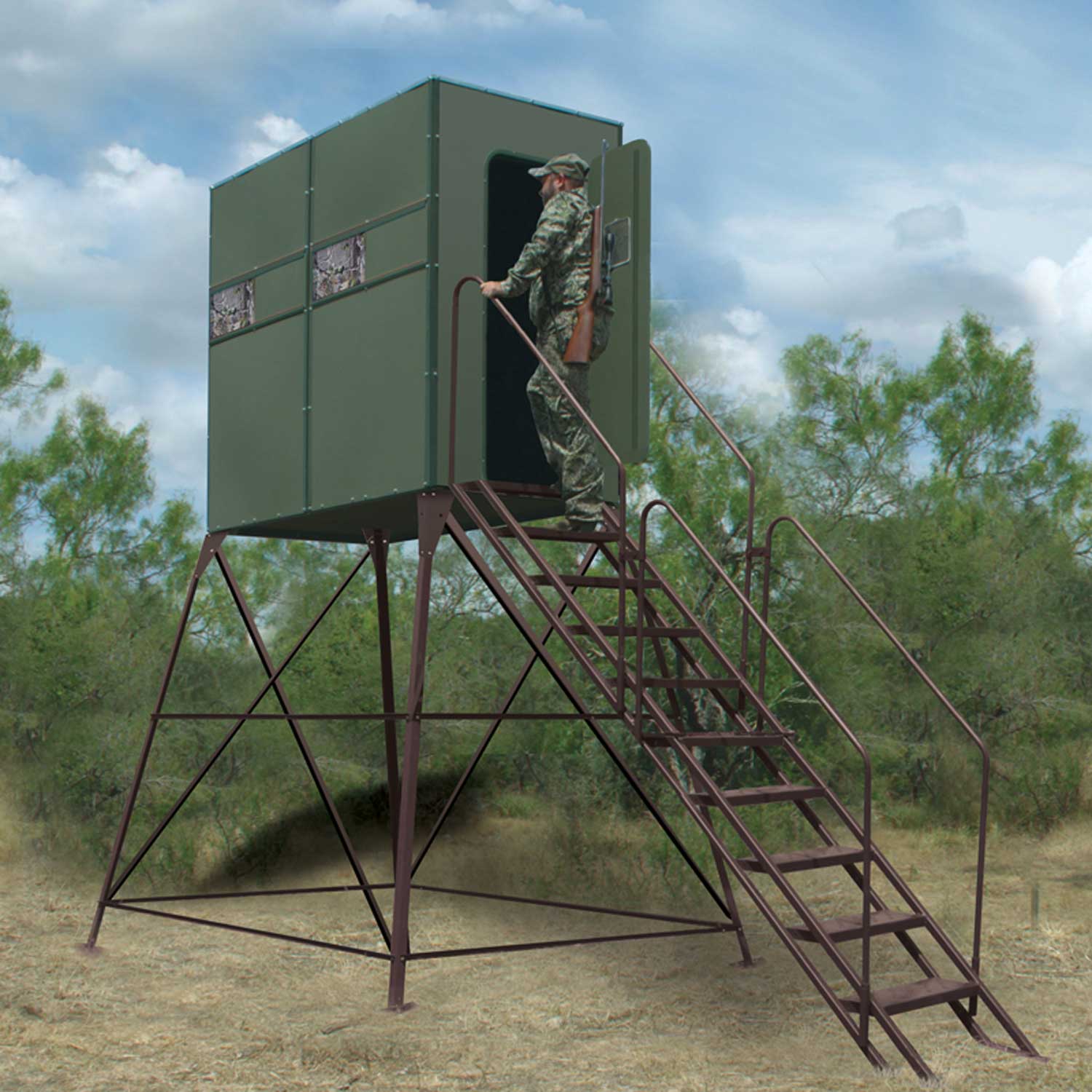 4x8 Hunting Blind with 8' Tower by Texas Hunter Xtreme Outdoors For Less