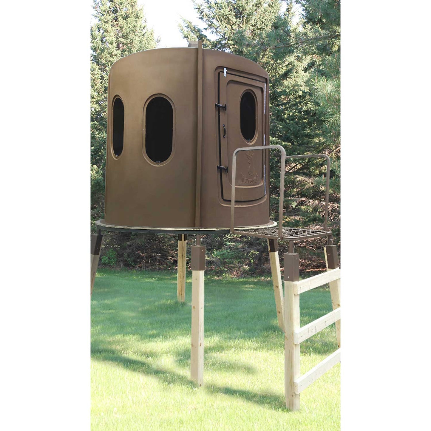 Maverick 6-Shooter Deer Hunting Blind in Brown with Slide-Lock Door Seals