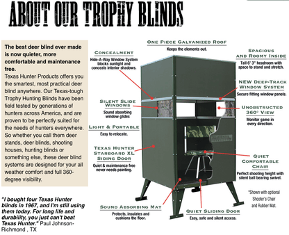 Texas Hunter Trophy Deer Blind Single 4' x 4' with 4 Foot Tower
