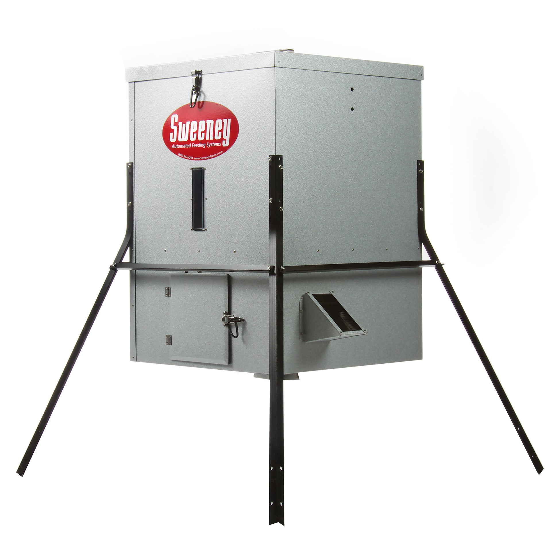 Sweeney Feeders - Wildlife & Deer Scatter Feeder - 300lb Capacity - 4ft Legs - Silver