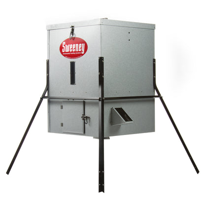 Sweeney Feeders - Wildlife & Deer Scatter Feeder - 300lb Capacity - 8ft Legs - Silver